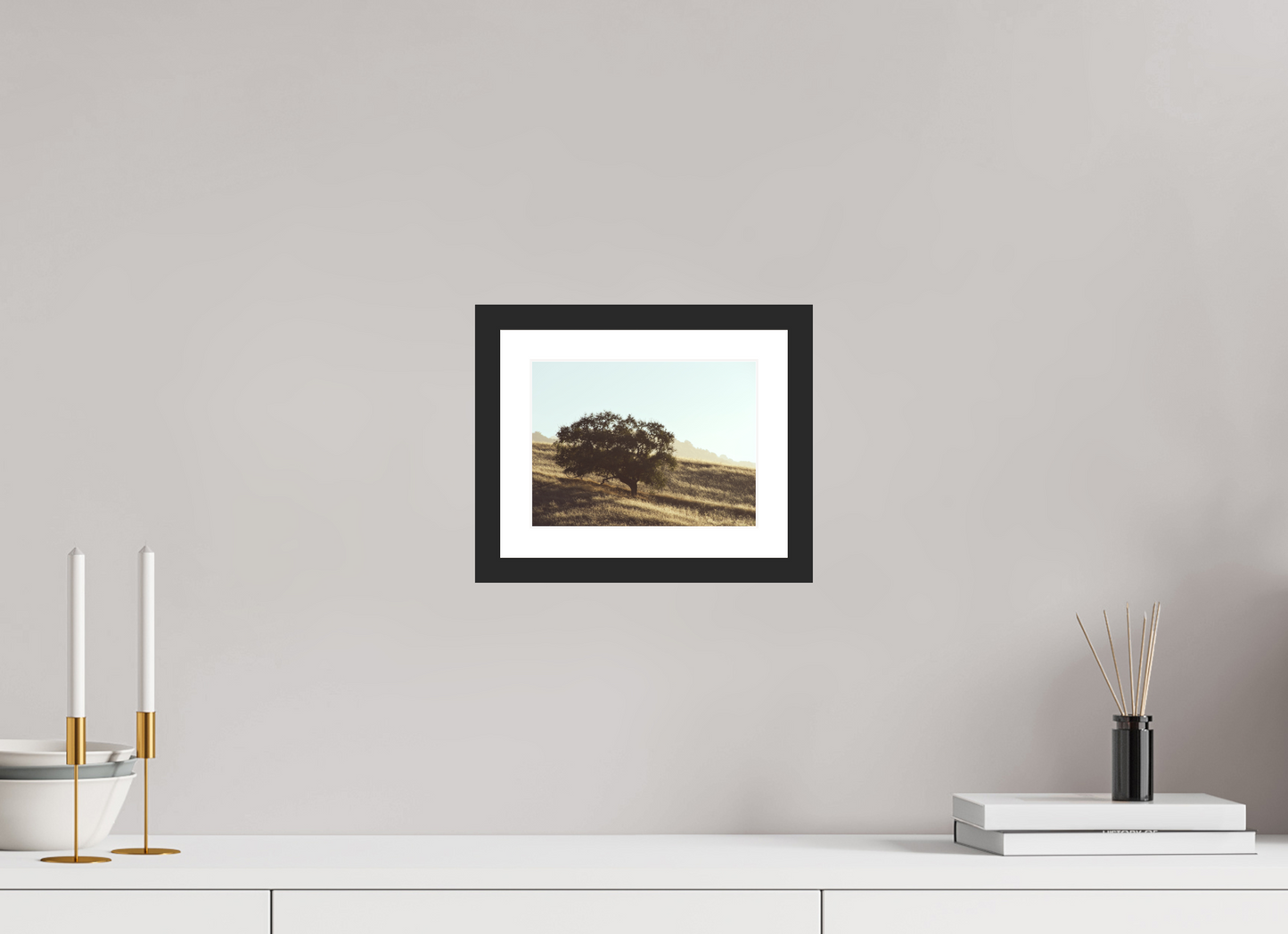 8 x 6″, Fine Art Paper with Frame Hillside Tree