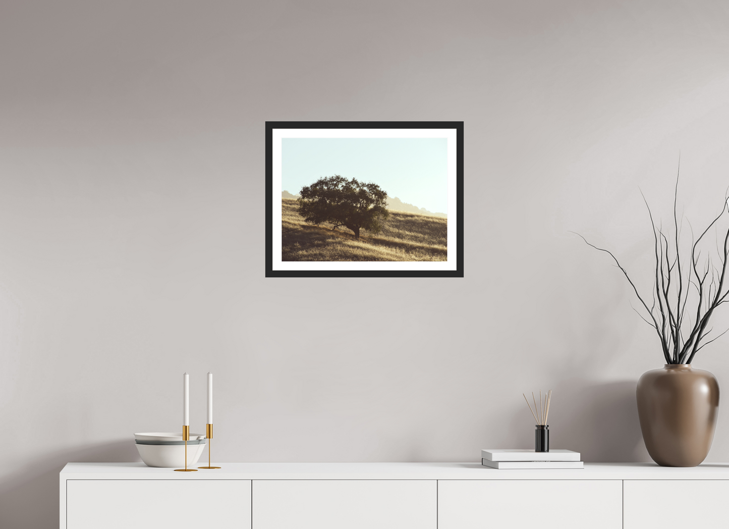 20 x 15″, Fine Art Paper with Frame Hillside Tree